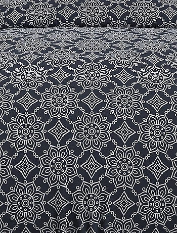 Parure housse de couette coton 57 fils ESMERALDA, par Soleil d'ocre avec 1 taie d'oreiller