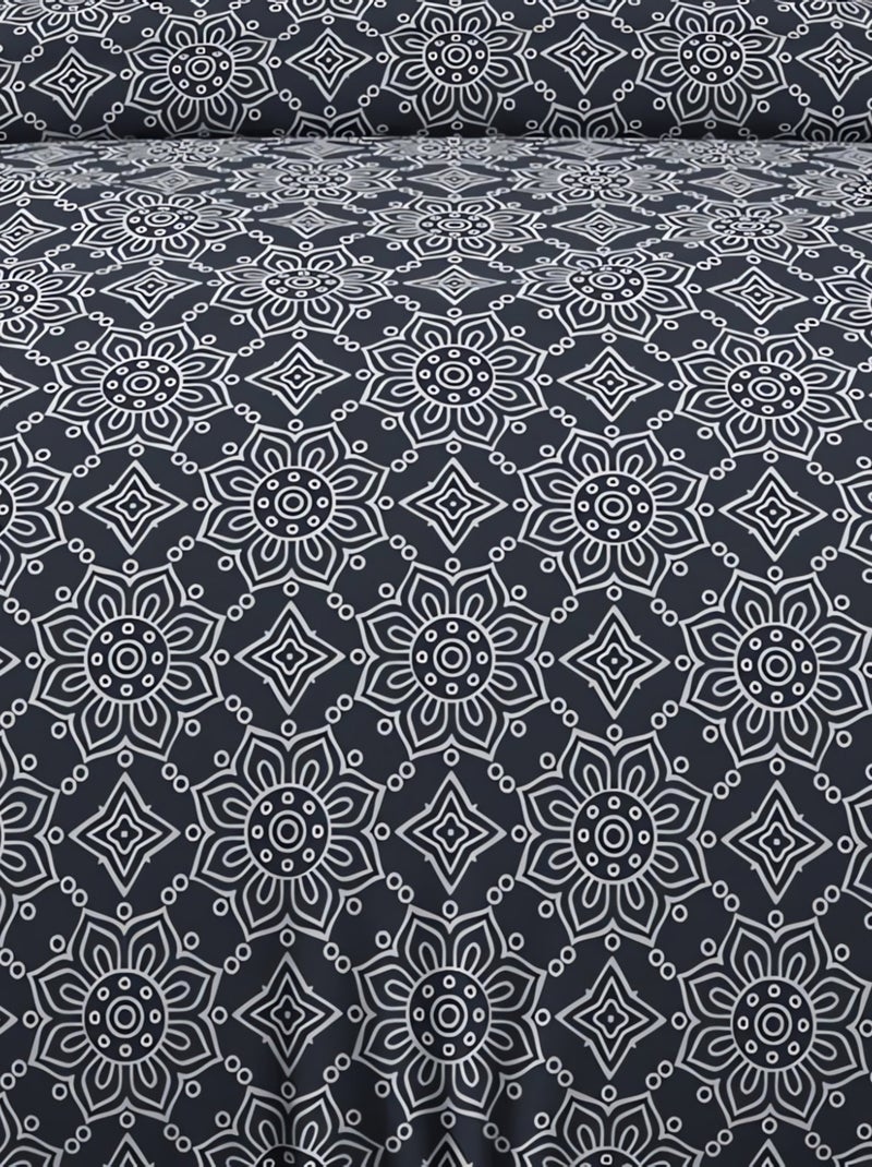 Parure housse de couette coton 57 fils ESMERALDA, par Soleil d'ocre avec 1 taie d'oreiller Bleu - Kiabi