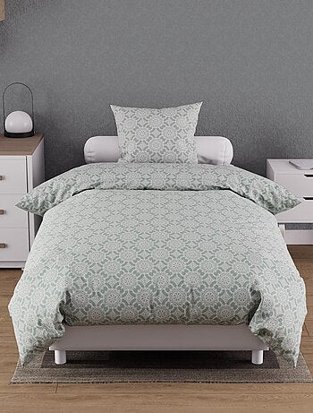 Parure housse de couette coton 57 fils ESMERALDA, par Soleil d'ocre avec 1 taie d'oreiller