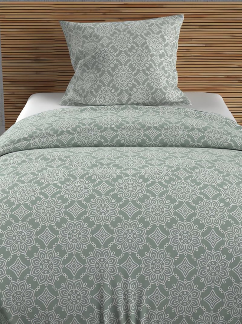 Parure housse de couette coton 57 fils ESMERALDA, par Soleil d'ocre avec 1 taie d'oreiller Vert - Kiabi