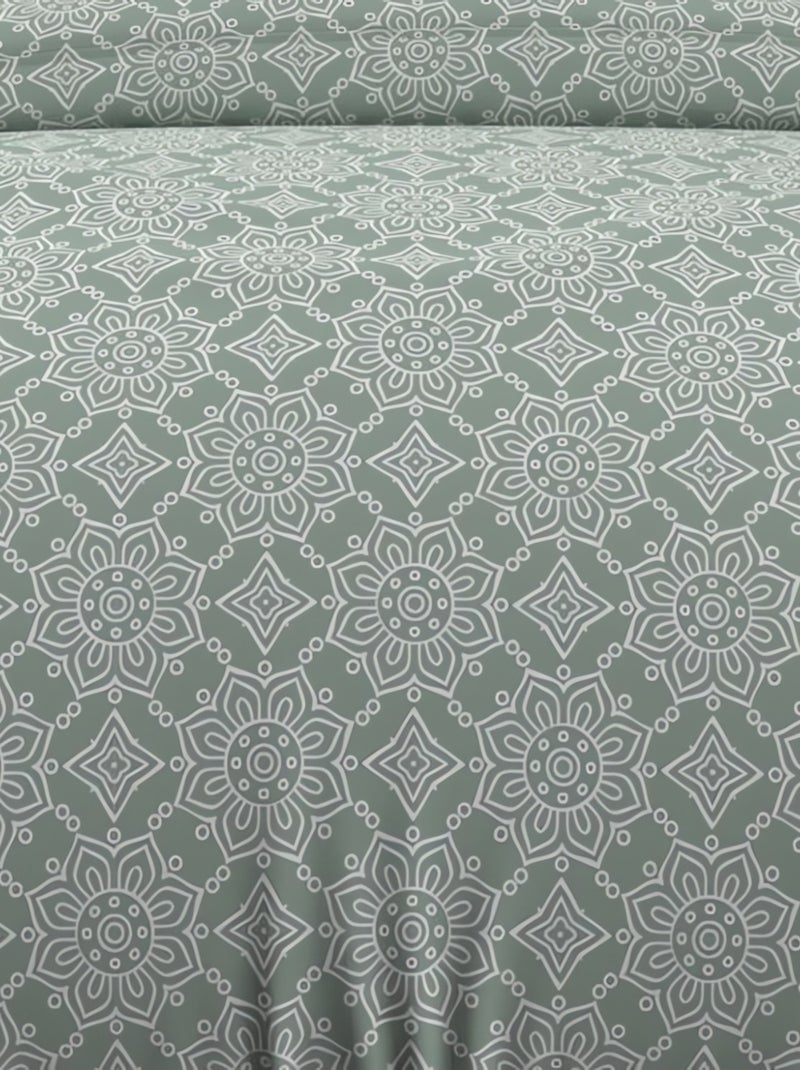 Parure housse de couette coton 57 fils ESMERALDA, par Soleil d'ocre avec 1 taie d'oreiller Vert - Kiabi