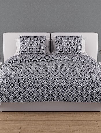 Parure housse de couette coton 57 fils ESMERALDA, par Soleil d'ocre avec 2 taies d'oreiller