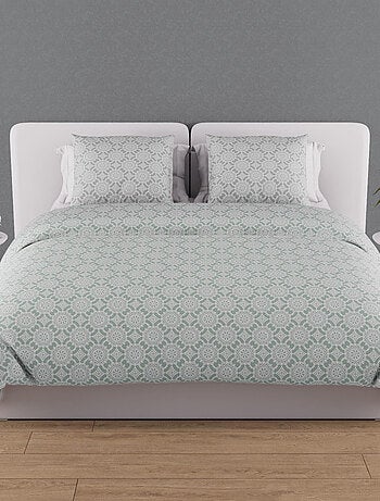 Parure housse de couette coton 57 fils ESMERALDA, par Soleil d'ocre avec 2 taies d'oreiller