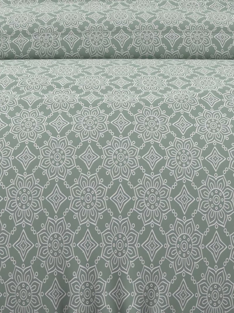 Parure housse de couette coton 57 fils ESMERALDA, par Soleil d'ocre avec 2 taies d'oreiller Vert - Kiabi
