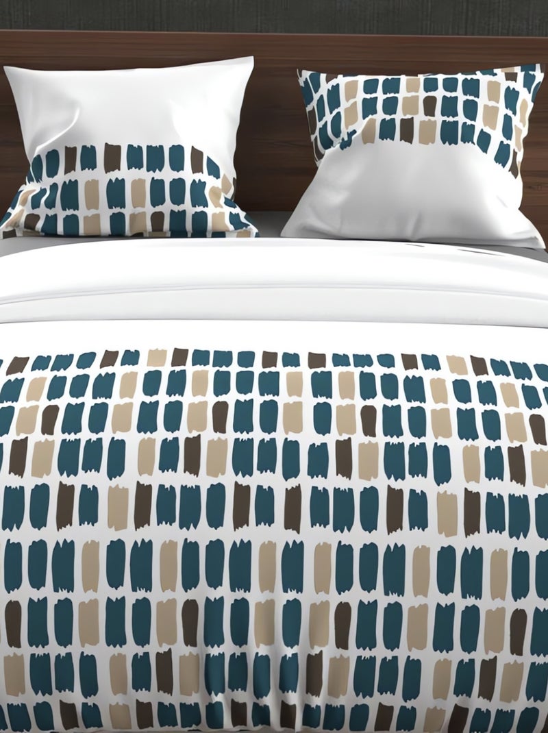 Parure housse de couette coton 57 fils FABIO, par Soleil d'Ocre avec 2 taies d'oreiller Bleu - Kiabi