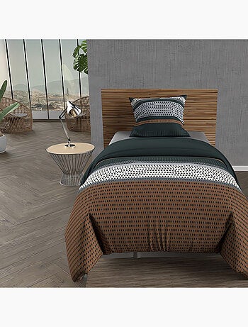 Parure housse de couette coton 57 fils THALES, par Soleil d'ocre avec 1 taie d'oreiller