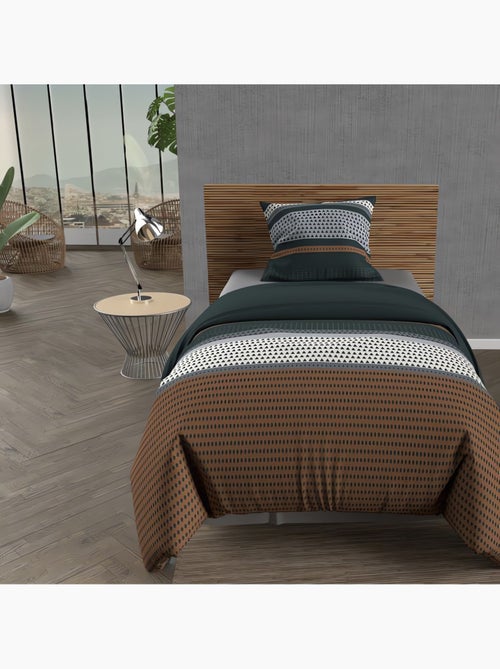 Parure housse de couette coton 57 fils THALES, par Soleil d'ocre avec 1 taie d'oreiller - Kiabi