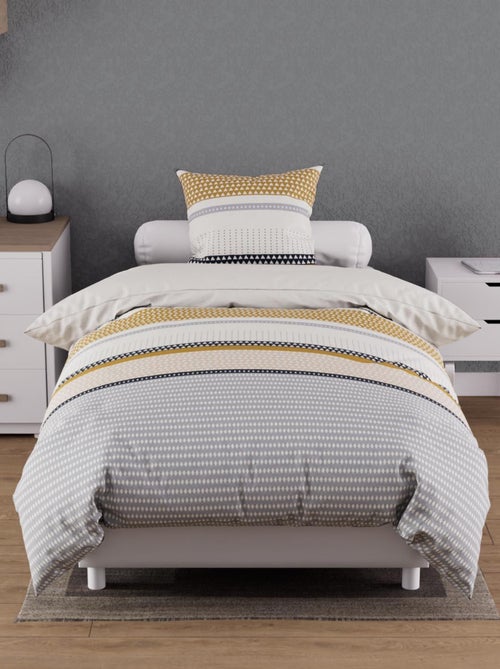 Parure housse de couette coton 57 fils THALES, par Soleil d'ocre avec 1 taie d'oreiller - Kiabi