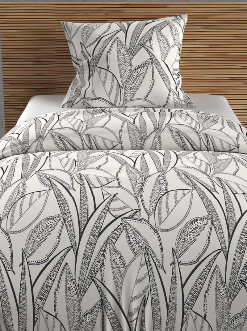 Parure housse de couette coton 57 fils TOGO, par Soleil d'ocre avec 1 taie d'oreiller Blanc - Kiabi