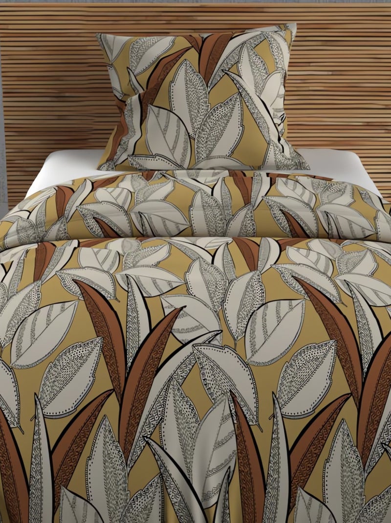 Parure housse de couette coton 57 fils TOGO, par Soleil d'ocre avec 1 taie d'oreiller Jaune - Kiabi