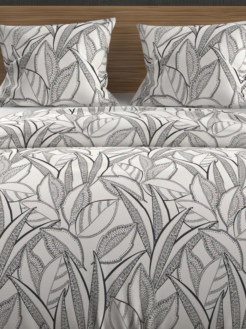 Parure housse de couette coton 57 fils TOGO, par Soleil d'ocre avec 2 taies d'oreiller Blanc - Kiabi