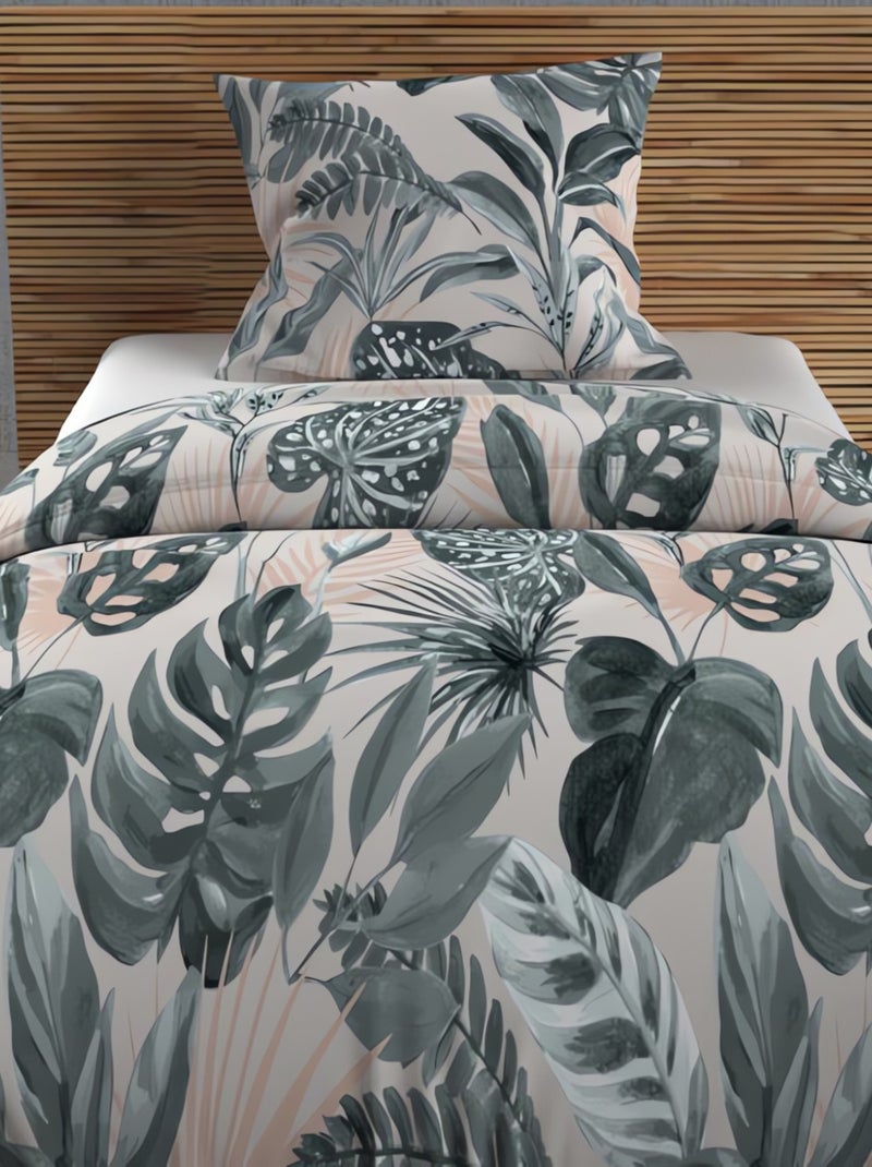 Parure housse de couette coton 57 fils TROPIC, par Soleil d'ocre avec 1 taie d'oreiller Vert - Kiabi