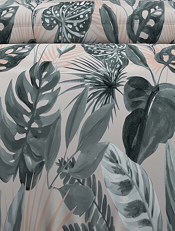 Parure housse de couette coton 57 fils TROPIC, par Soleil d'ocre avec 2 taies d'oreiller