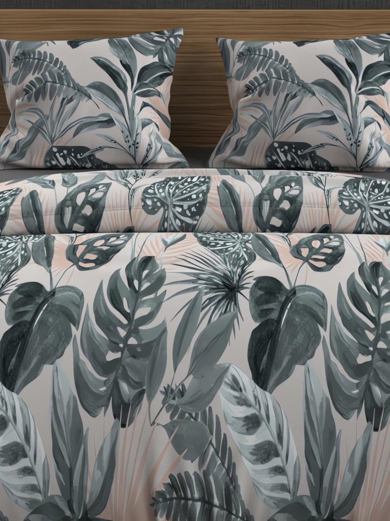 Parure housse de couette coton 57 fils TROPIC, par Soleil d'ocre avec 2 taies d'oreiller Vert - Kiabi