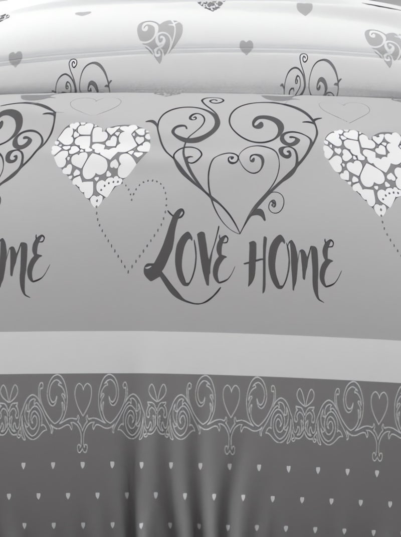 Parure housse de couette coton 57 fils VALENTINE, par Soleil d'Ocre avec 1 taie d'oreiller Gris - Kiabi