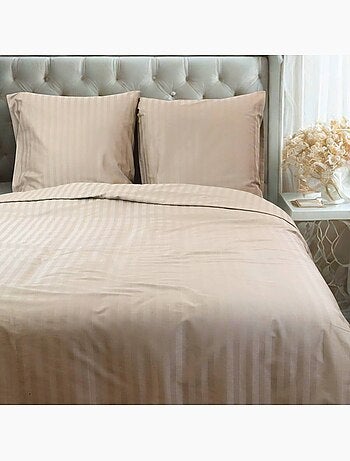 Parure housse de couette coton bande satin 120 fils MIRAGE
