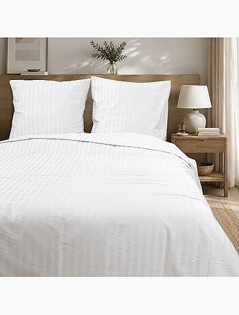Parure housse de couette coton bande satin 120 fils MIRAGE