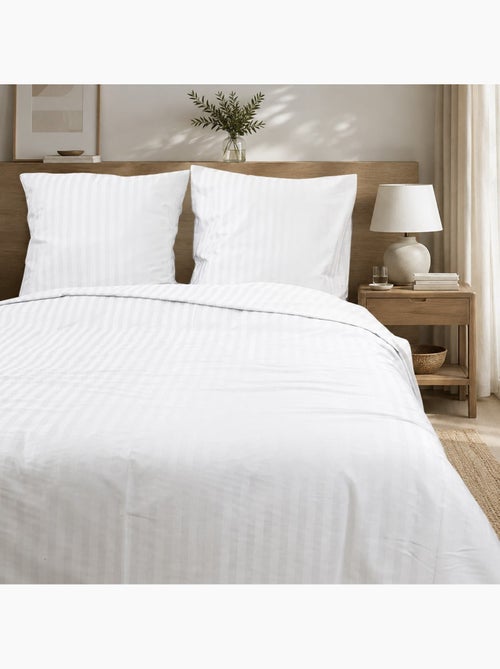 Parure housse de couette coton bande satin 120 fils MIRAGE - Kiabi Parure housse de couette coton bande satin 120 fils MIRAGE - Kiabi