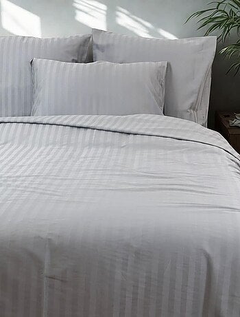 Parure housse de couette coton bande satin 120 fils MIRAGE