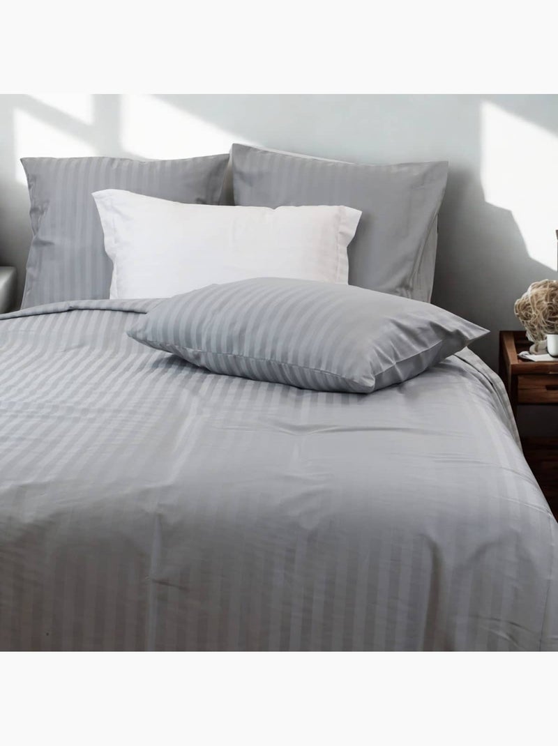 Parure housse de couette coton bande satin 120 fils MIRAGE Ivoire - Kiabi