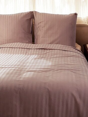 Parure housse de couette coton bande satin 120 fils MIRAGE
