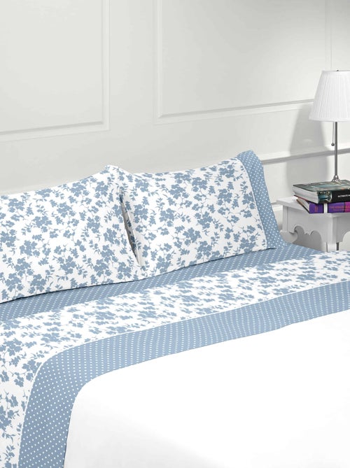 Parure housse de couette coton flanelle 57 fils imprimé MARGARIDA - Kiabi