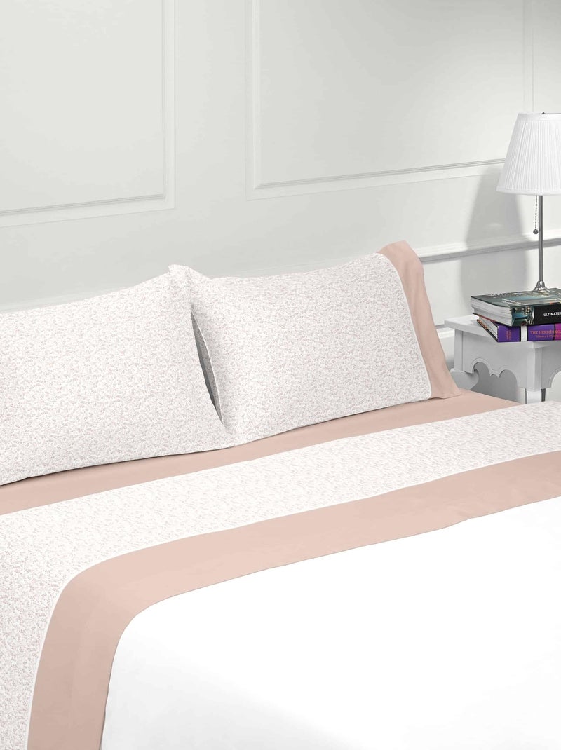 Parure housse de couette coton flanelle57 fils imprimé TULIPA Beige - Kiabi