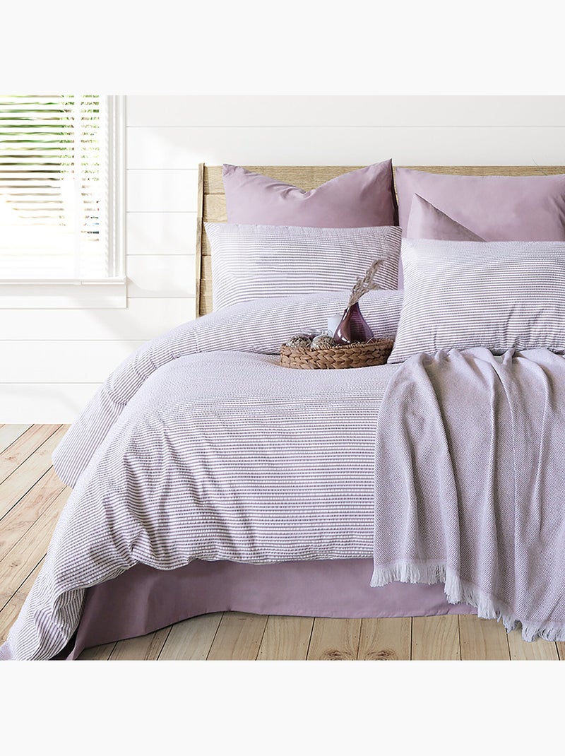 Parure housse de couette Coton gauffré Mauve - Kiabi