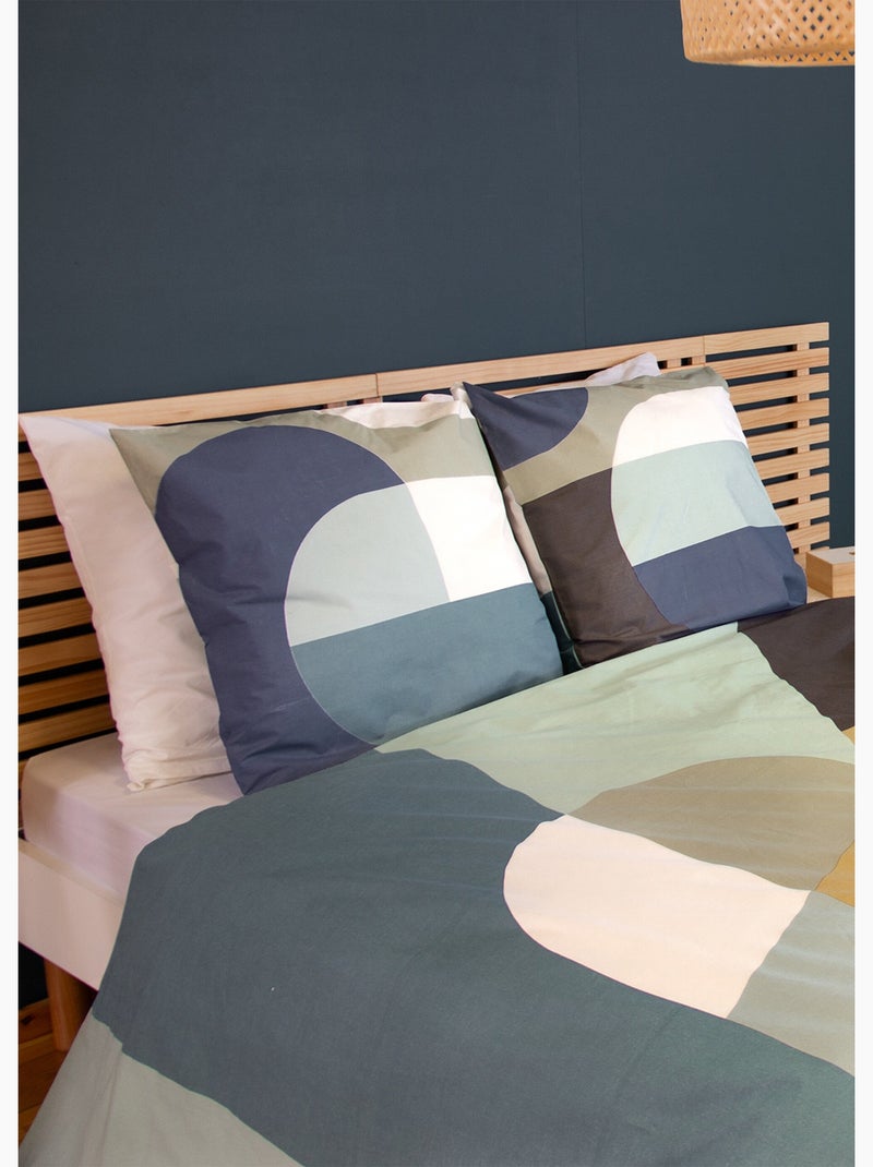 Parure housse de couette coton, geometric - AFIBEL Blanc/Jaune/Vert - Kiabi