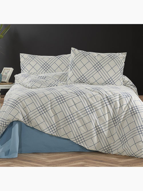 Parure housse de couette Coton motif Carreaux - Kiabi