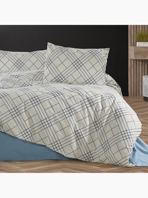 Parure housse de couette Coton motif Carreaux - Kiabi