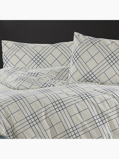 Parure housse de couette Coton motif Carreaux - Kiabi