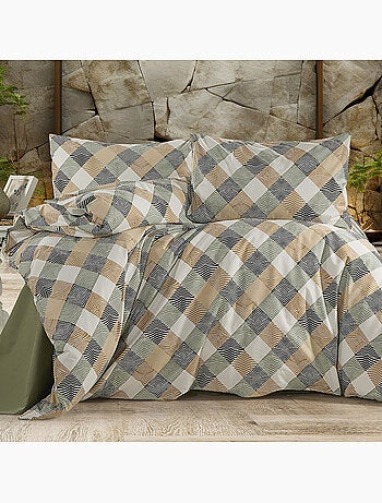 Parure housse de couette Coton motif Carreaux