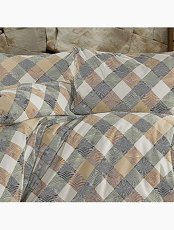Parure housse de couette Coton motif Carreaux