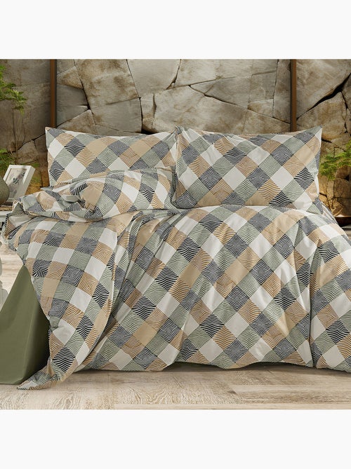 Parure housse de couette Coton motif Carreaux - Kiabi Parure housse de couette Coton motif Carreaux - Kiabi