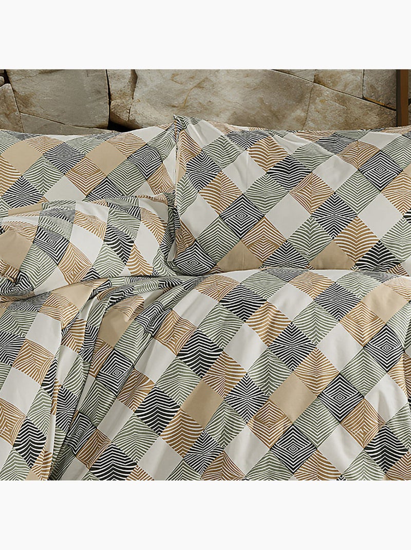 Parure housse de couette Coton motif Carreaux Multicolore - Kiabi