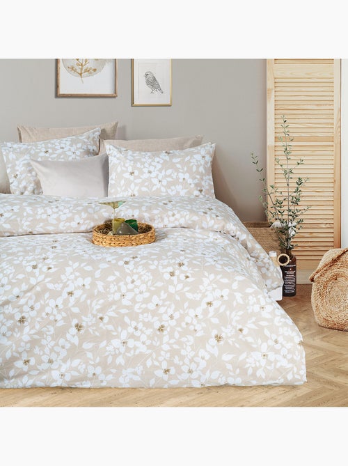 Parure housse de couette Coton motif Feuillages - Kiabi