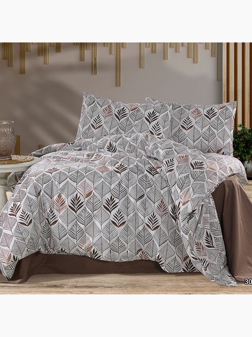 Parure housse de couette Coton motif Feuillages - Kiabi