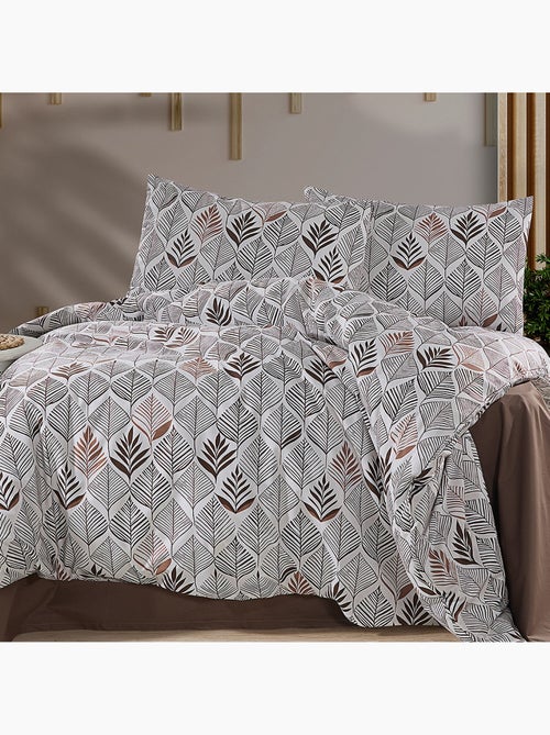 Parure housse de couette Coton motif Feuillages - Kiabi