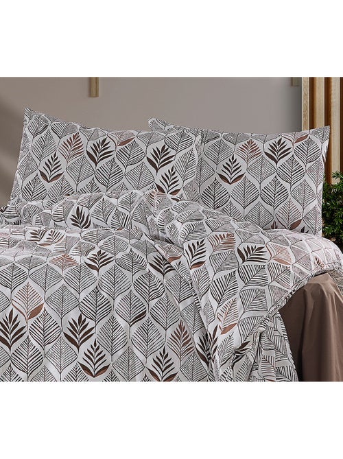 Parure housse de couette Coton motif Feuillages - Kiabi