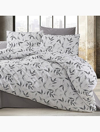 Parure housse de couette Coton motif feuillages