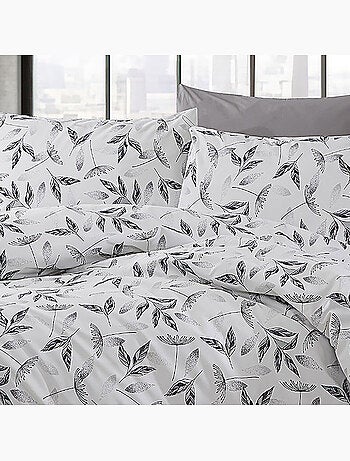 Parure housse de couette Coton motif feuillages