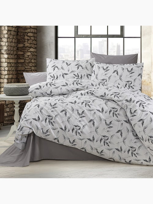 Parure housse de couette Coton motif feuillages - Kiabi