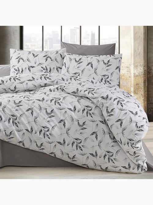 Parure housse de couette Coton motif feuillages - Kiabi