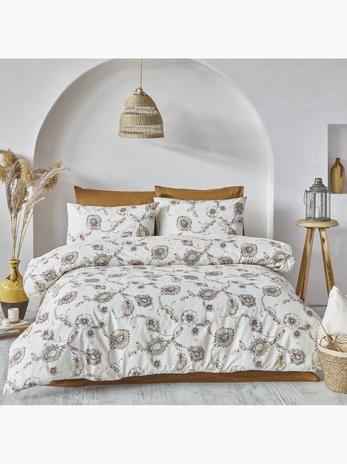 Parure housse de couette Coton motif floral bohème - Kiabi