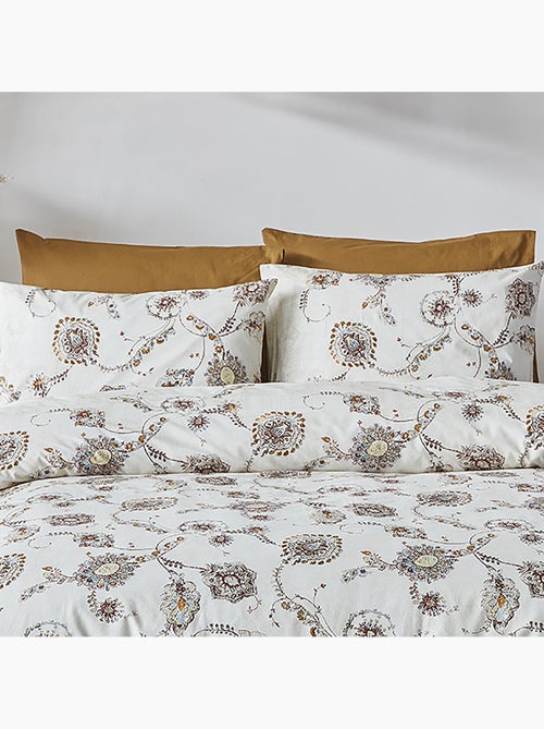 Parure housse de couette Coton motif floral bohème - Kiabi