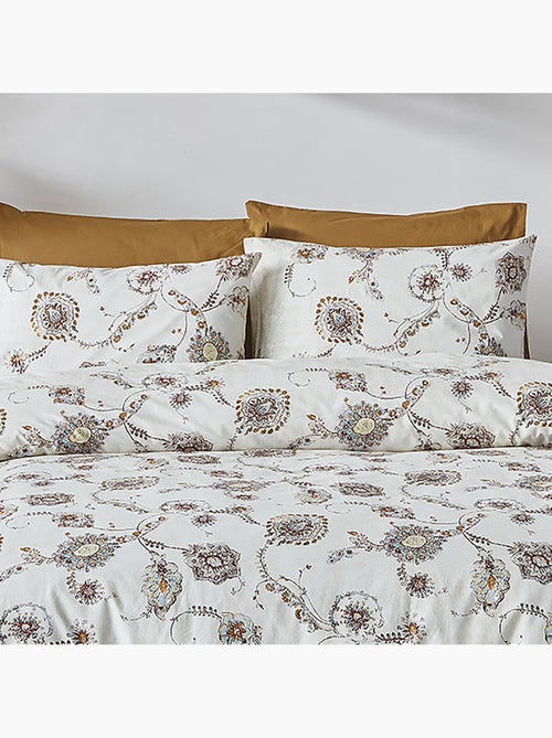 Parure housse de couette Coton motif floral bohème - Kiabi