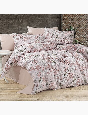 Parure housse de couette Coton motif Floral Oiseaux