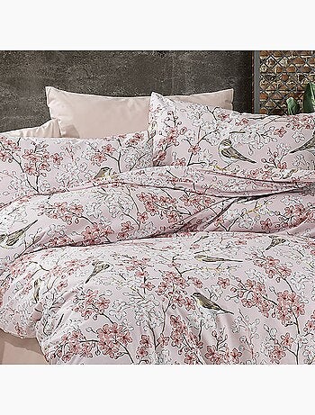 Parure housse de couette Coton motif Floral Oiseaux