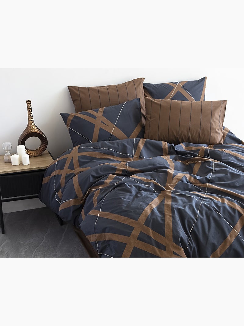 Parure housse de couette Coton motif géométrique moderne Bleu - Kiabi